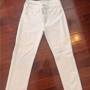 Kancan Mid Rise White Cropped Jeans